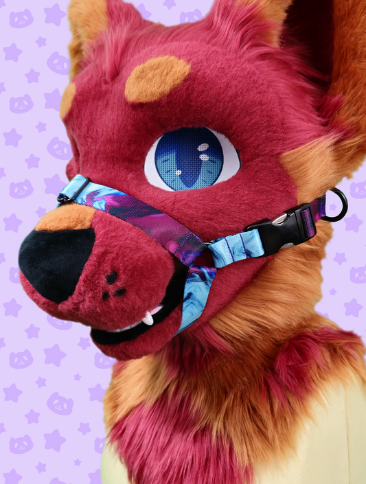 Muzzle - Whispy Purple + Blue with Black Metal Hardware