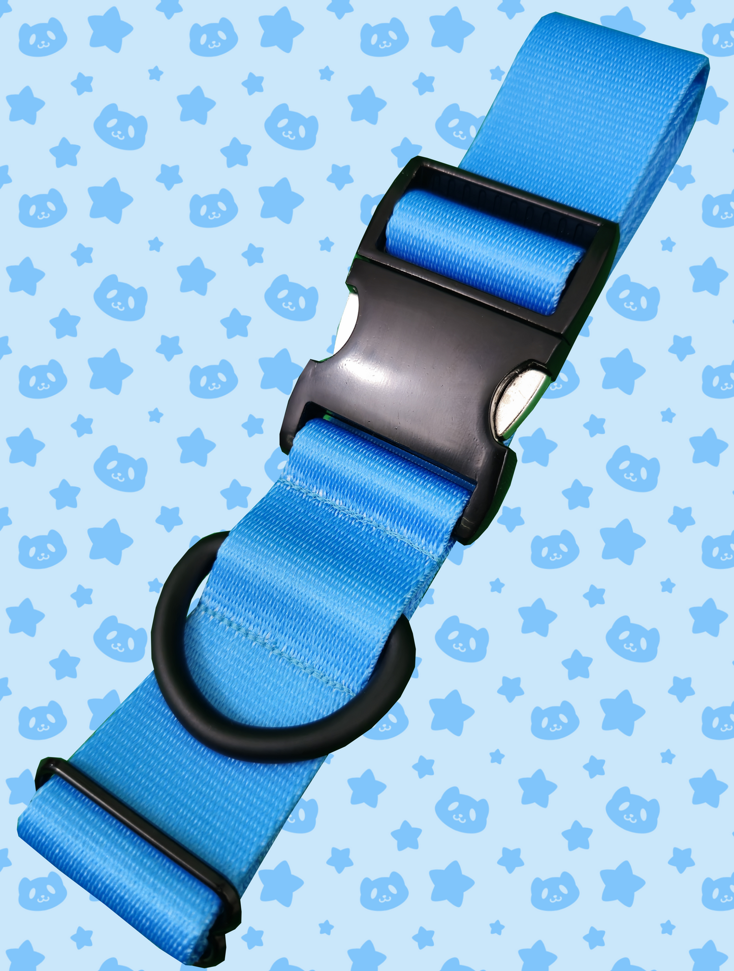 Collar - Light Blue with Black Metal Hardware