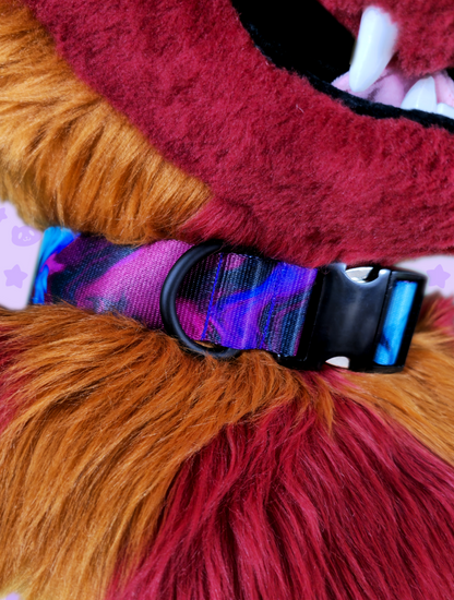 Collar - Whispy Purple + Blue with Black Metal Hardware