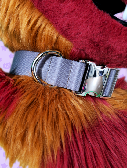 Collar - Grey with Silver Metal Hardware