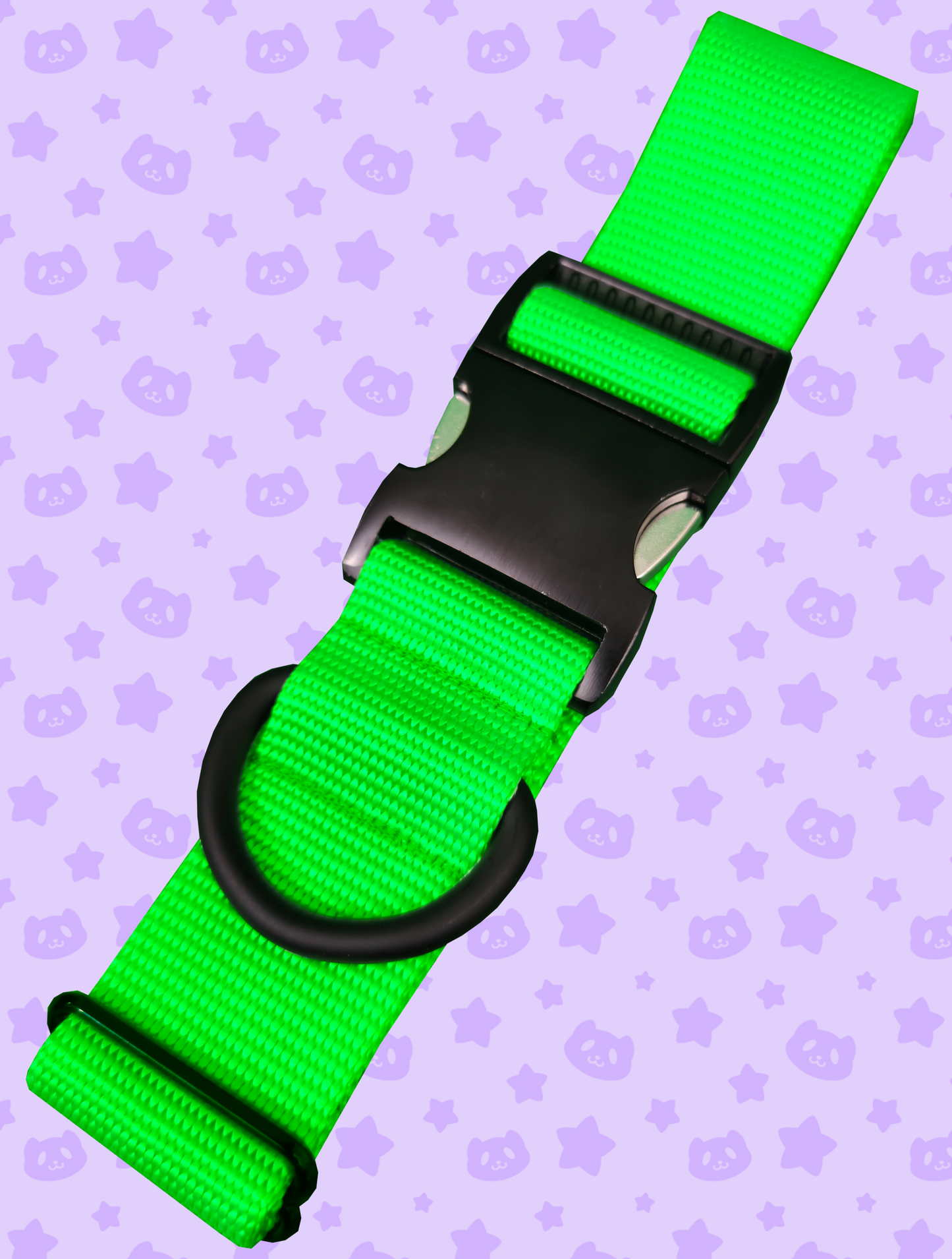 Collar - Neon Green with Black Metal Hardware