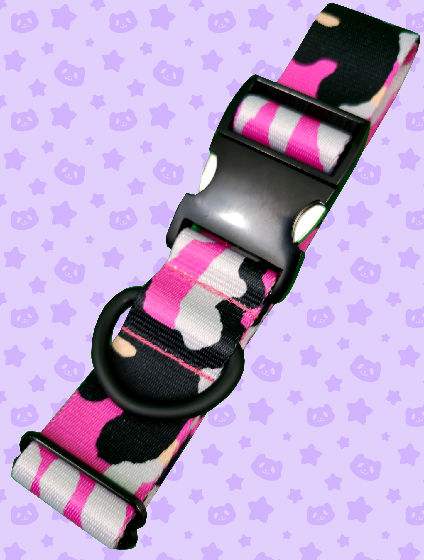 Collar - Pink Camo with Black Metal Hardware