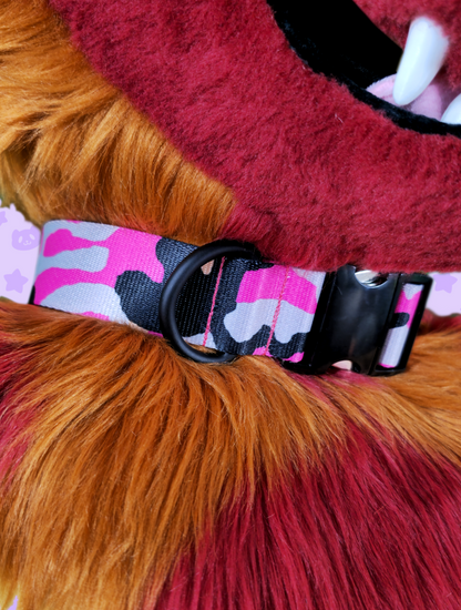 Collar - Pink Camo with Black Metal Hardware