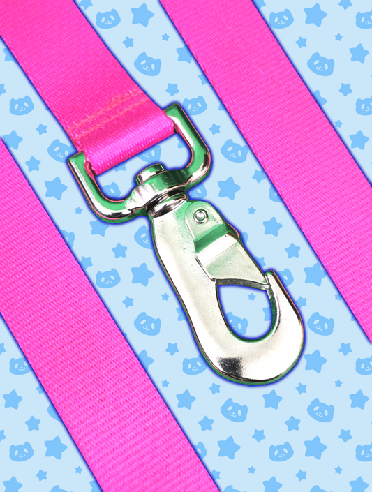 Leash - Hot Pink with Silver Metal Hardware