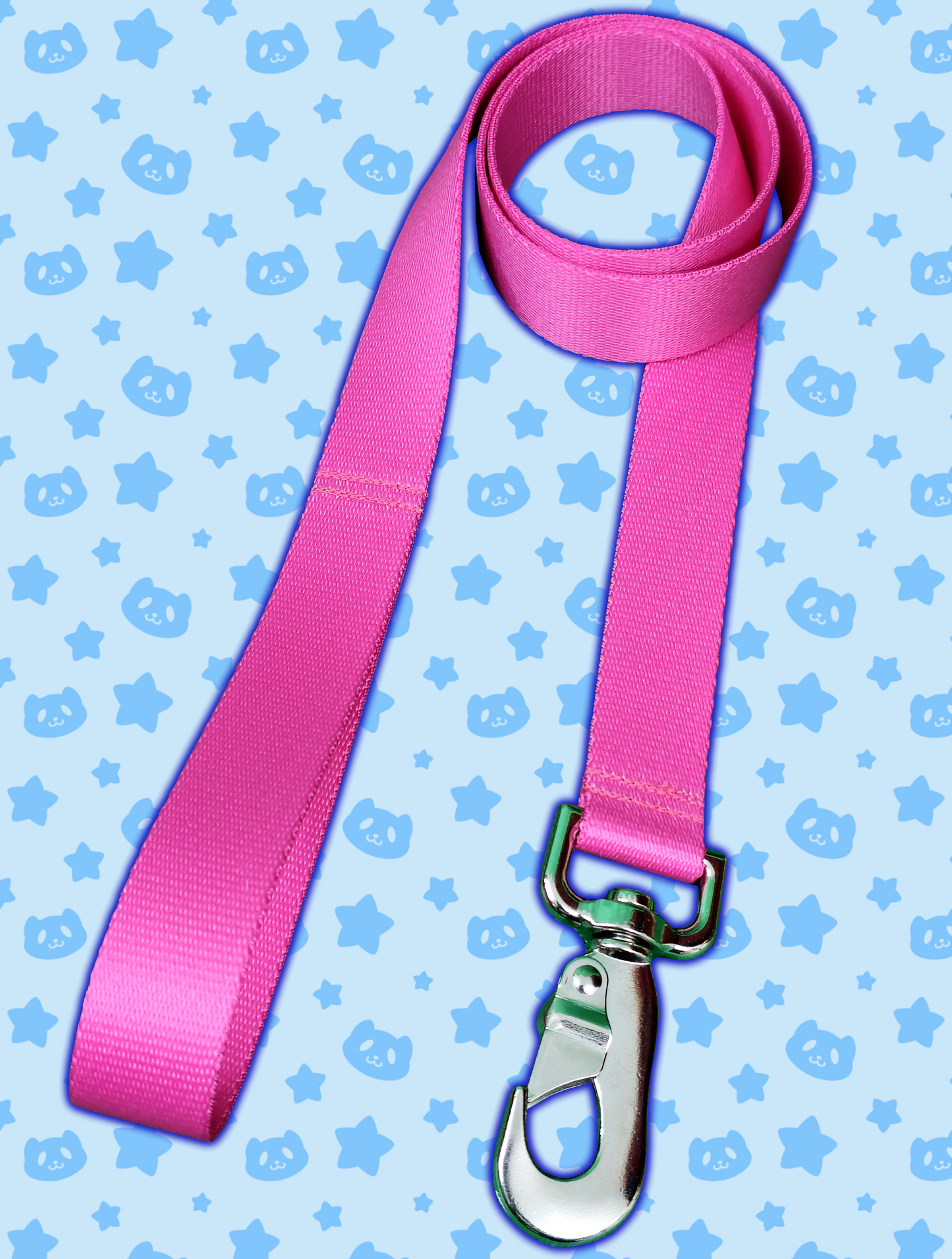 Leash - Hot Pink with Silver Metal Hardware