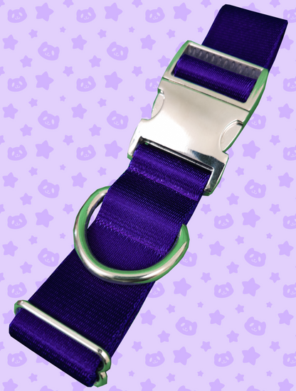 Collar - Purple with Silver Metal Hardware