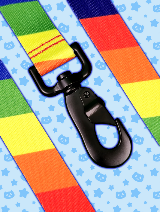 Leash - Rainbow Pride with Black Metal Hardware