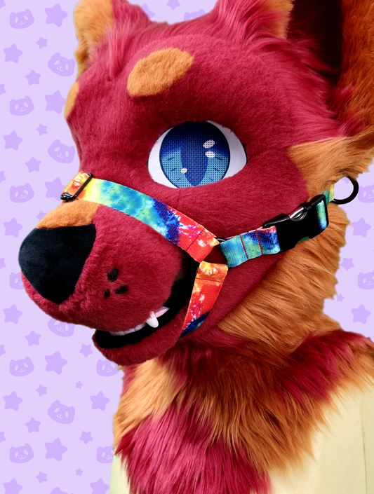 Muzzle - Rainbow Tie-dye with Black Metal Hardware