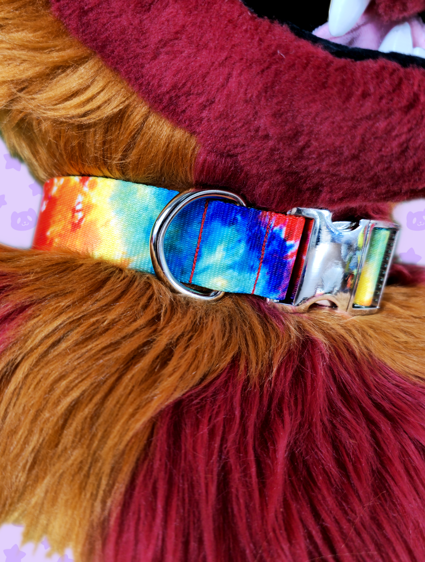 Collar - Rainbow Tie-dye with Silver Metal Hardware